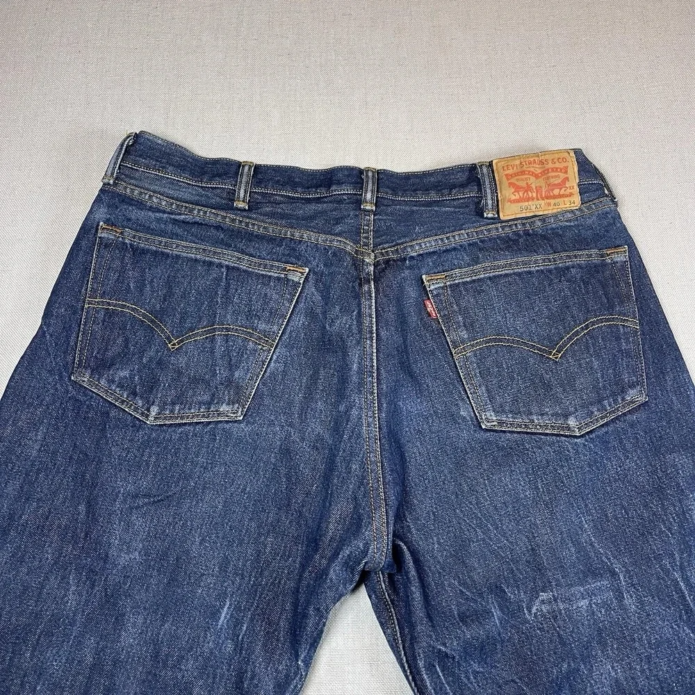 Levis Jeans Mens 40x34 Blue 501 XX Straight Fit Button‎ Fly Dark Wash Denim